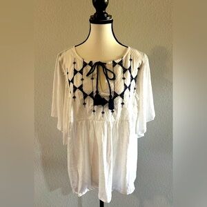 White Top With Navy Design